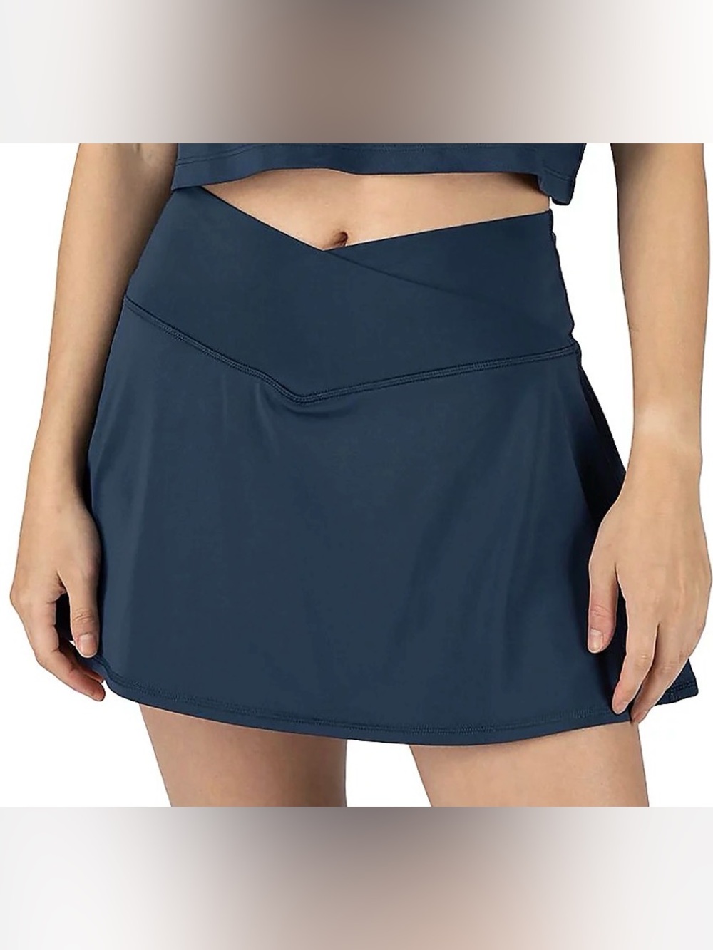 Navy Crossover Waist Active Skort